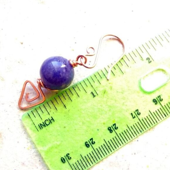 Handmade & Eclectic! Blue Sodalite & Copper Dangle Earrings ~ Blue Jeans Colors! - Picture 8 of 11